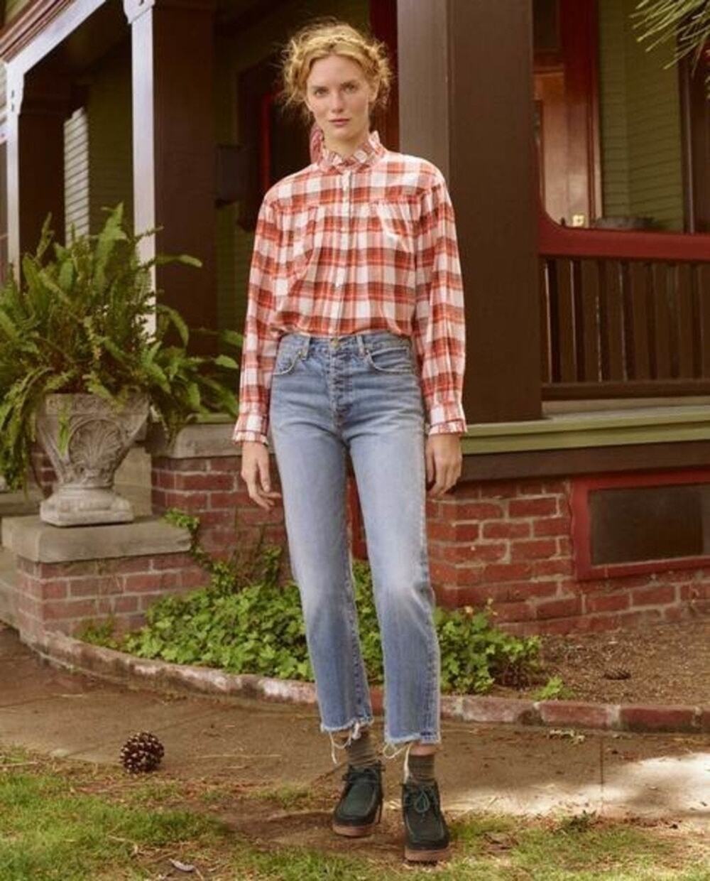The Great Lasso Jeans Women’s 25 High Rise Straight Crop Raw Hem Premium Denim